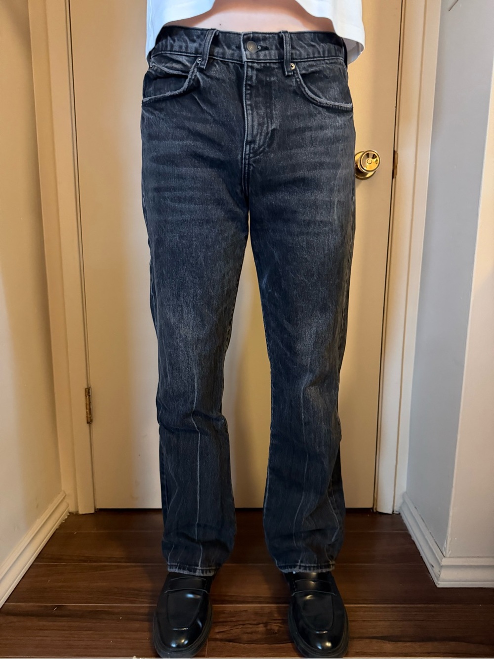 Zara Black Washed Bootcut Jeans